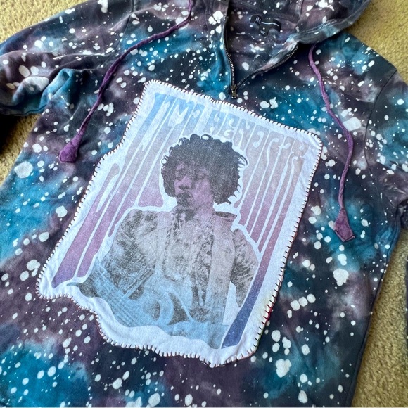 INC International Concepts Tops - Jimi Hendrix Upcycled Purple Haze Inspired Hoodie Unique 1 of a Kind Tie Dye